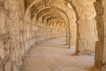 Fototapeta na wymiar Belkiz - Antalya, Turkey: Roman amphitheater of Aspendos