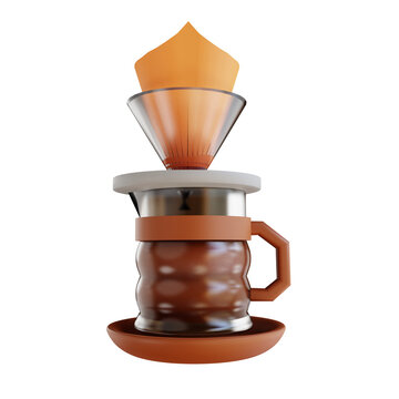 3D Illustration Hario V60 Coffee