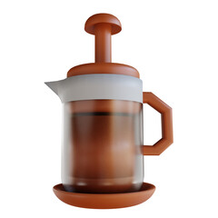 3D illustration french press coffee