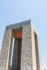 Canakkale, TURKEY - 26 June 2022 : Canakkale Martyrs Memorial military cemetery is a war memorial commemorating the service of about Turkish soldiers who participated at the Battle of Gallipoli.	
