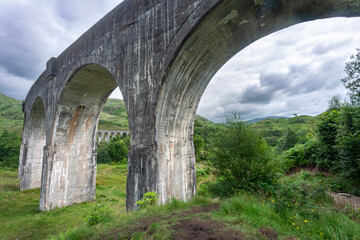 Fototapeta premium Undernath the high arches of Glenfinnan Viaduct,Western Highlands of Scotland,UK.