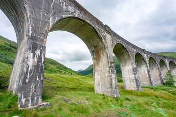Fototapeta na wymiar Undernath the high arches of Glenfinnan Viaduct,Western Highlands of Scotland,UK.