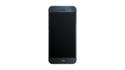 Smartphone mockup transparant isolated phone PNG with black screen similar to iphone android transparent no background frontal