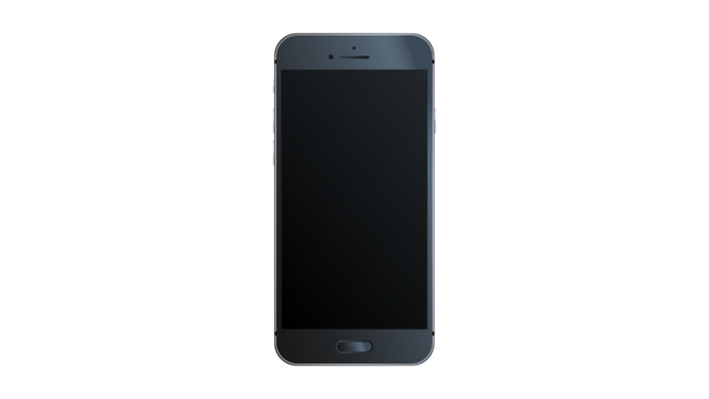 Smartphone mockup transparant isolated phone PNG with black screen similar to iphone android transparent no background frontal
