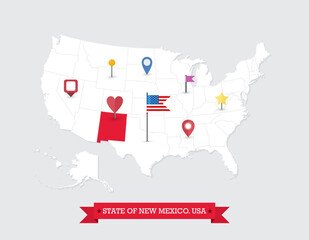 New Mexico State map highlighted on USA map