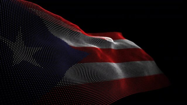 Seamless looping animated digital flag of Puerto Rico overlay rendered of points in 4K resolution including luma matte