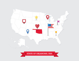 Oklahoma State map highlighted on USA map