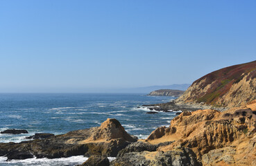 Fototapeta na wymiar California- Large Format Panorama of the Beautifully Colorful Coastline Near Bodega Bay