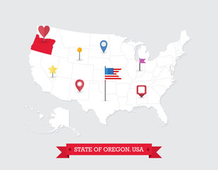 Oregon State map highlighted on USA map
