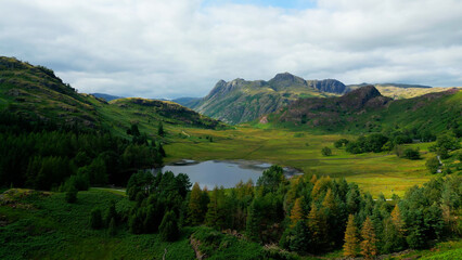 Obraz premium Lake District National Park - aerial view - drone photography