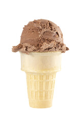 Rocky Road Ice Cream Cone Isolated on a White Background