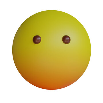 3d render yellow emoji blank face emoticon icon