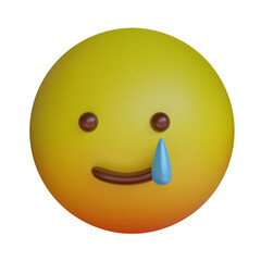 3d render yellow emoji sad with tear expression emoticon icon