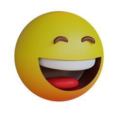 3d render yellow emoji smiley with smile emoticon icon