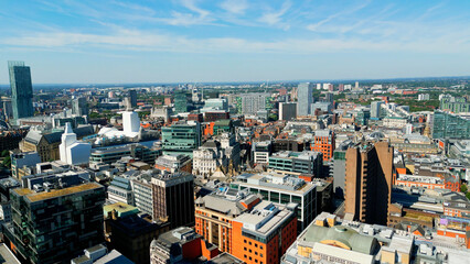 Fototapeta na wymiar Aerial view over the city of Manchester - drone photography