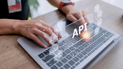 Fototapeta na wymiar API - Application Programming Interface. Software development tool. Business, modern technology, internet and networking concept.