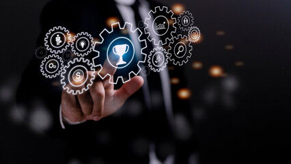 Business process concept on virtual screen.