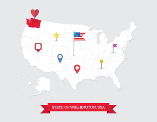 Washington State map highlighted on USA map