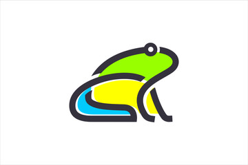 Frog logo digital circuit board design line style simple minimalist 