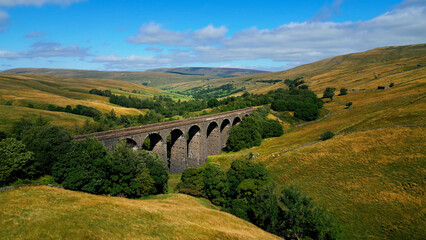 Beautiful viaduct in the Yorkshire Sales National Park - drone photography