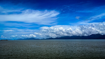 lake and sky with clouds