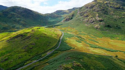 Fototapeta na wymiar Amazing landscape of Lake District National Park from above - drone photography