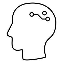 Robot brain artificial intelligent neuron network. Simple line icon drawing for robotic and AI technology concept design