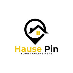 house pin logo vector design template