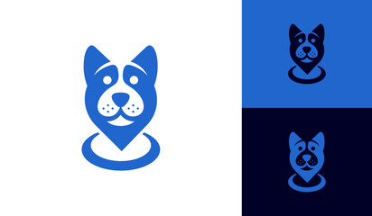 Dog logo with pin location for pet company