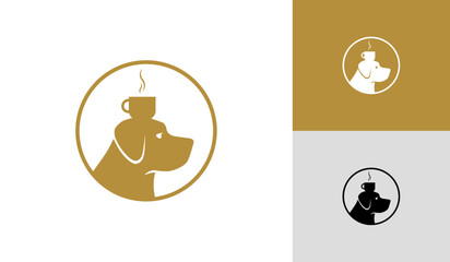 Dog logo with cup of coffee
