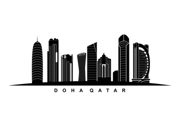 Obraz premium Doha Skyline Silhouette vector illustration