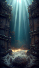 mystical underwater portal to a fantasy realm mysterious Digital Art Illustration Painting Hyper Realistic Concept Art - obrazy, fototapety, plakaty