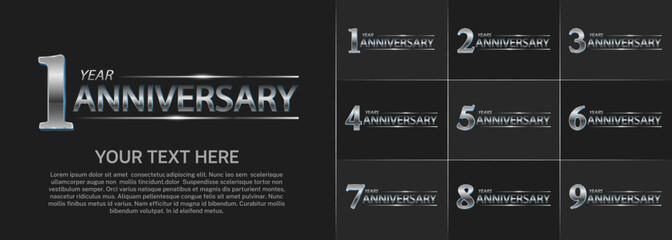 set of anniversary silver color can be use for celebration event