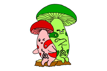 Cute Mushroom Character Vector