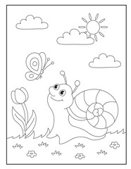 Snail coloring page for kids
