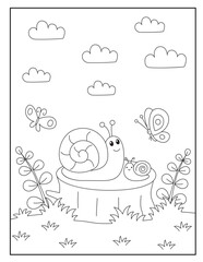 Snail coloring page for kids