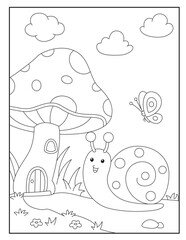 Snail coloring page for kids