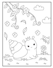 Snail coloring page for kids