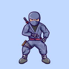 Cartoon illustration of ninja