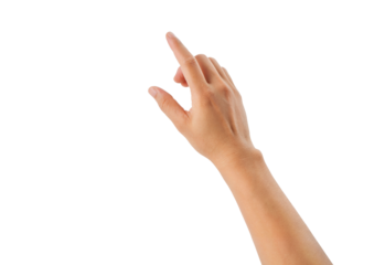 a hand wants to touch something on white.