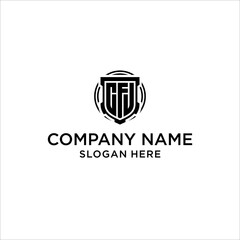CFJ initials shield shape,vector,logo