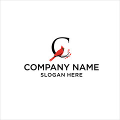 Latter C Cardinal Bird Vector Logo Template