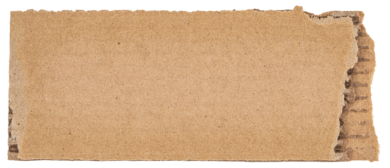 Ripped piece of cardboard isolated. Cardboard with torn edges, top view.