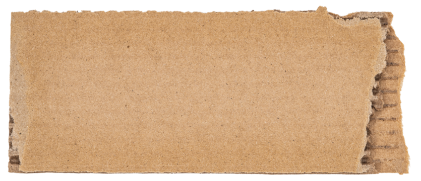 Ripped piece of cardboard isolated. Cardboard with torn edges, top view.