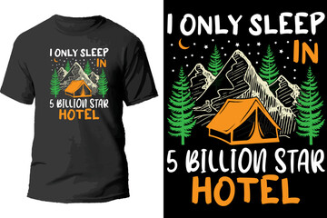 I only sleep 5 billion star hotel t shirt design.
