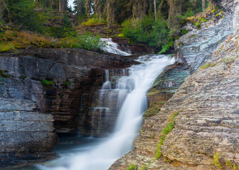 Montana mountain waterfall long exposure