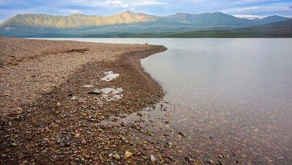 Sunrise at mountain lake