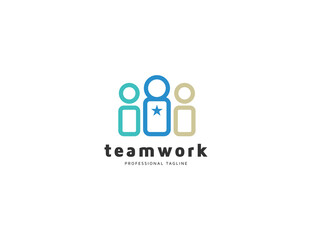 Teamwork leadership logo design illustration