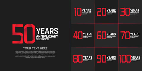 Fototapeta premium set of anniversary white and red color can be use for celebration event