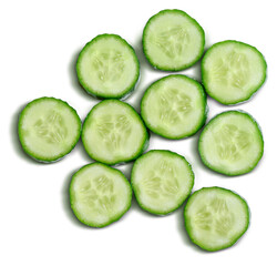 Isolated Freshly Washed Cucumber Slices